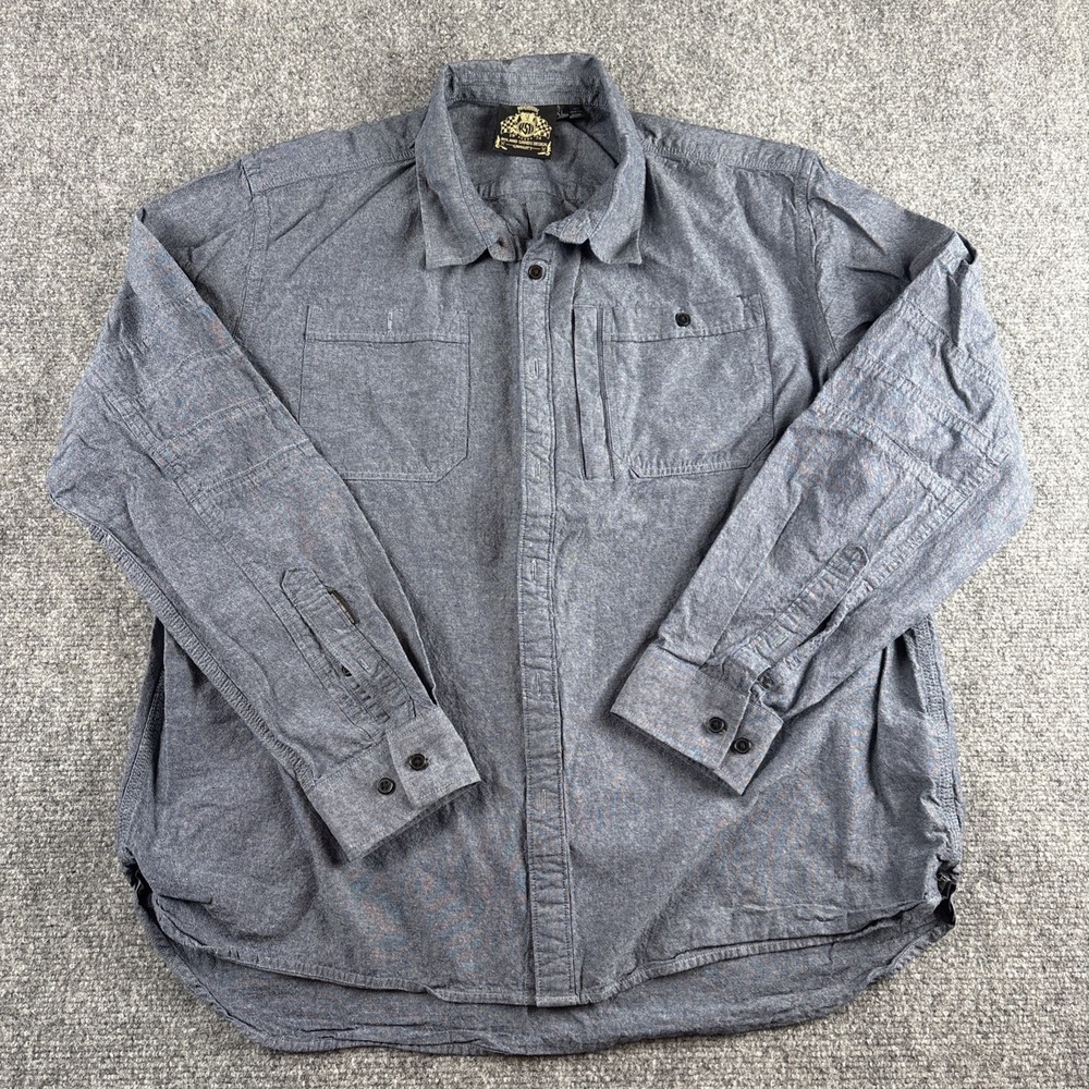 Roland Sands Design RSD Wyatt Chambray Moto Riding Shirt Blue Mens XL